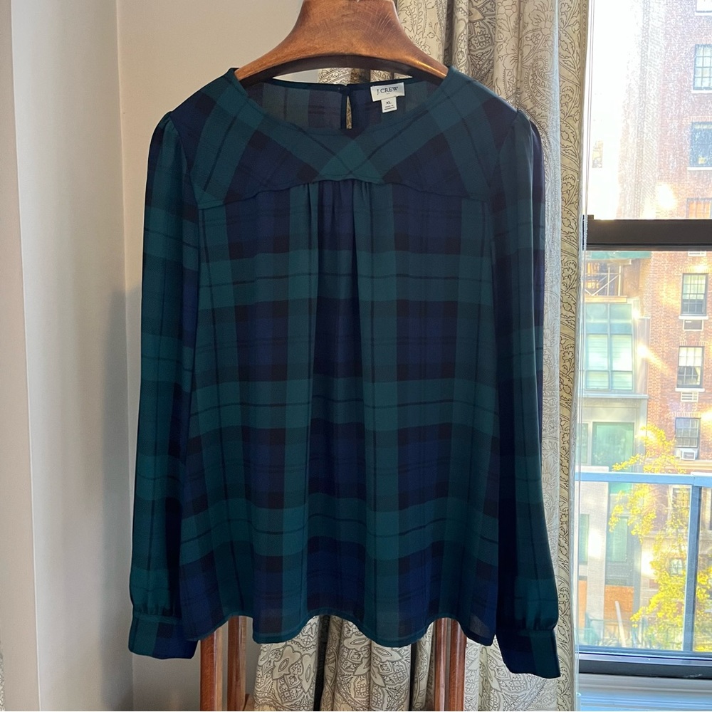 J Crew Factory Blackwatch Plaid Blouse